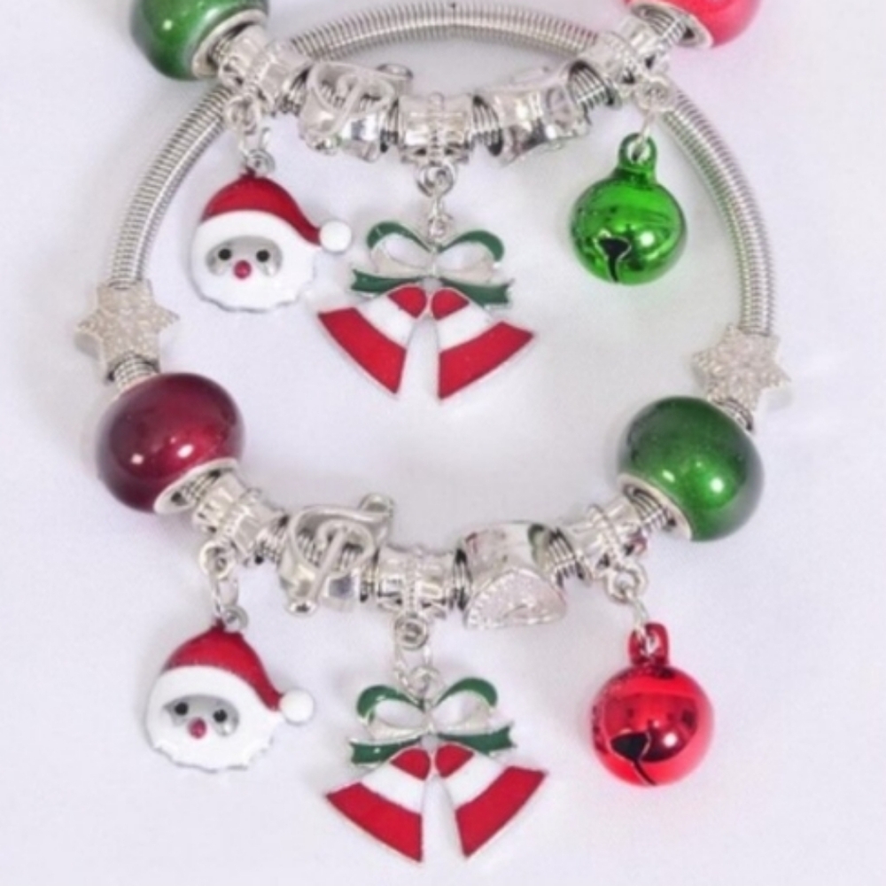 Christmas Holiday Charm Bracelet Adjustable Bangle Festive Gift NEW Santa Bells